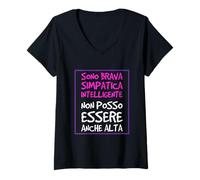 Donna Sono Brava Simpatica Intelligente Non Posso Essere Anche Maglietta con Collo a V