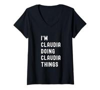 Donna Sono Claudia Que Fa Cose di Claudia Maglietta con Collo a V
