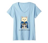 Donna Sono esaurito Mlord Funny Cat Medieval Knight Maglietta con Collo a V