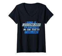 Donna Sono Il Leggendario Francesco Natale Regalo Maglietta con Collo a V