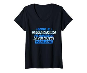 Donna Sono Il Leggendario Francesco Natale Regalo Maglietta con Collo a V