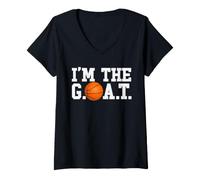 Donna Sono la Capra da Basket del G.O.A.T. Maglietta con Collo a V
