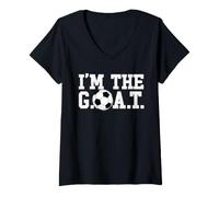 Donna Sono la Capra da Calcio G.O.A.T Maglietta con Collo a V