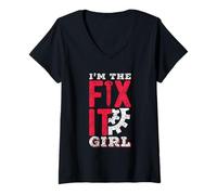Donna Sono La Ragazza Che Aggiusta Le Cose Fissazione Mr Fix It Maglietta con Collo a V