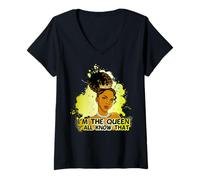 Donna Sono la Regina saprai Che la Regina Nera melanina Sista Maglietta con Collo a V