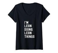Donna Sono Leon Que Fa Cose di Leon Maglietta con Collo a V