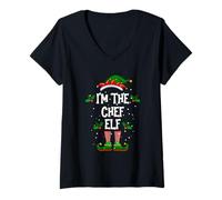Donna Sono Lo Chef Elf Christmas Xmas Piajama PJ Men Women Maglietta con Collo a V