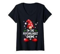 Donna Sono Lo Gnomo Psicologo Festive Xmas Pyjama PJ Maglietta con Collo a V
