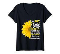 Donna Sono Luglio Ragazza Girasole Ragazza Corrispondente Nata Il compleanno di luglio Maglietta con Collo a V