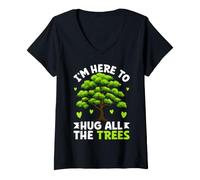 Donna Sono Qui per abbracciare Tutti Gli Alberi Maglietta con Collo a V
