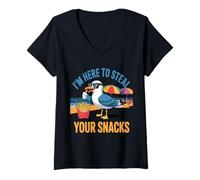Donna Sono qui per rubare i tuoi snack divertenti Maglietta con Collo a V