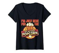 Donna Sono qui solo per il divertente popcorn al burro caldo Maglietta con Collo a V