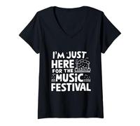 Donna Sono Qui Solo per Il Festival Musicale Live Music Lover Raver Maglietta con Collo a V