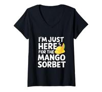 Donna Sono Qui Solo per Il Negozio di Dessert alla Frutta all'isola del Sorbetto al Mango Maglietta con Collo a V