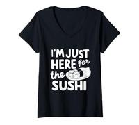 Donna Sono Qui Solo per Il Sushi Raw Fish Roll Sashimi Japanese Maglietta con Collo a V
