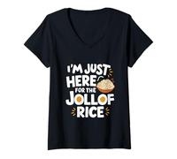 Donna Sono Qui Solo per la ricetta della Nigeria dell'Africa Occidentale del Riso Jollof Maglietta con Collo a V