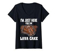 Donna Sono Qui Solo per la Torta di Lava Maglietta con Collo a V