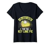 Donna Sono Qui Solo per l'amante della Pasticceria Vintage Key Lime Pie Maglietta con Collo a V