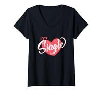 Donna Sono Single con Cuore, Pronto per Flirtare Maglietta con Collo a V