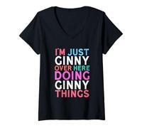 Donna Sono Solo Ginny Qui a Fare Il Nome di Ginny Things Maglietta con Collo a V