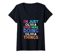 Donna Sono Solo Olivia Qui a Fare Olivia Cose Olivia Maglietta con Collo a V