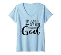 Donna Sono Solo Qui Fuori, Uomini e Donne cristiani grati grati Maglietta con Collo a V