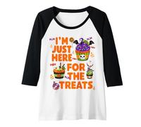 Donna Sono Solo Qui per i dolcetti Halloween Candy Donuts Cupcakes Maglia con Maniche Raglan