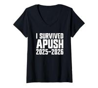 Donna Sono sopravvissuto ad APUSH 2025-2026 AP Storia degli Stati Uniti Sono sopravvissuto a APUSH Maglietta con Collo a V