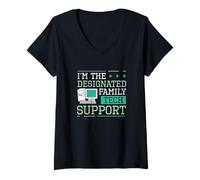 Donna Sono The Designated Family Tech Support Funny Computer Nerds Maglietta con Collo a V