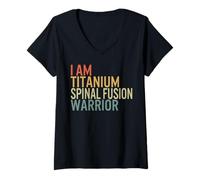 Donna Sono Titanium Spinal Fusion Warrior Survivor Recovery Awaren Maglietta con Collo a V