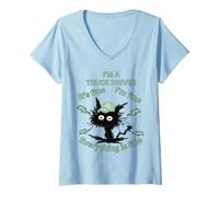 Donna Sono Un Camionista Tutto è Buon Umore Design Abbigliamento da Lavoro Maglietta con Collo a V