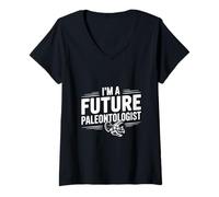 Donna Sono Un Futuro paleontologo Divertente Amante dei Dinosauri Maglietta con Collo a V