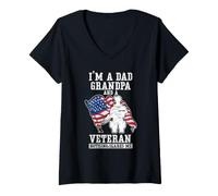 Donna Sono Un papà Nonno e Un veterano Niente Mi spaventa Patriottico Maglietta con Collo a V