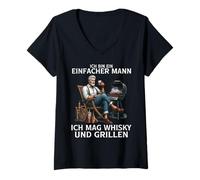 Donna SONO UN UOMO FACILE - Mi piace il whisky e il grilletto Maglietta con Collo a V