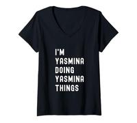 Donna Sono Yasmina Que Fa Cose di Yasmina Maglietta con Collo a V