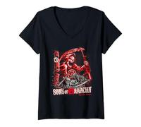 Donna Sons of Anarchy Throwback Fear The Reaper Biker TV Show Maglietta con Collo a V