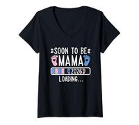 Donna Soon to Be Mama 2026 Loading Pregnancy Announcement 2026 Maglietta con Collo a V