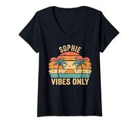 Donna Sophie Vibes Only Cute Retro Girls Sophie Name Maglietta con Collo a V