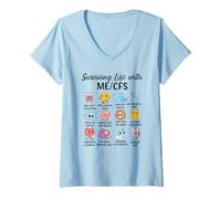 Donna Sopravvivere alla Vita con Me/CFS Cute Awareness Design Maglietta con Collo a V