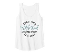 Donna Sopravvivere maternità Uno Meltdown alla Volta Divertente Umorismo Mamma Canotta