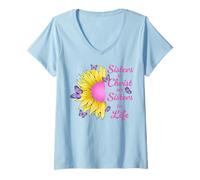 Donna Sorelle in Cristo Girasole E Farfalla Christian Maglietta con Collo a V