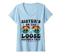 Donna Sorelle sulla camicia allentata Sisters Trip 2025 Amanti delle vacanze Maglietta con Collo a V