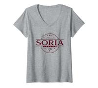 Donna Soria Spagna - Etichetta Soria Castilla e León España Maglietta con Collo a V