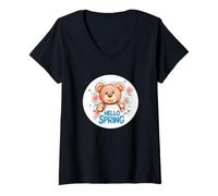 Donna Sorridere in primavera con questo affascinante vestito da orsacchiotto Maglietta con Collo a V