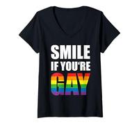 Donna Sorridi se Sei Gay Maglietta con Collo a V