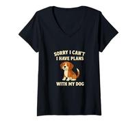 Donna Sorry Can't I Have Plans with My Dog Funny Pet Lover Maglietta con Collo a V
