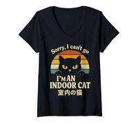 Donna Sorry I Can't Go I'm an Indoor Cat Funny Inside Kitten Lover Maglietta con Collo a V