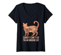 Donna Sorry I Cant Go Im An Indoor Cat Introverts Homebodies Maglietta con Collo a V