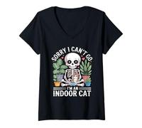 Donna Sorry I Can't I Have Plans with My Indoor Cat Cat Owners Maglietta con Collo a V