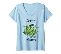 Donna Sorry i Can't i Have Plants. Monstera Maglietta con Collo a V